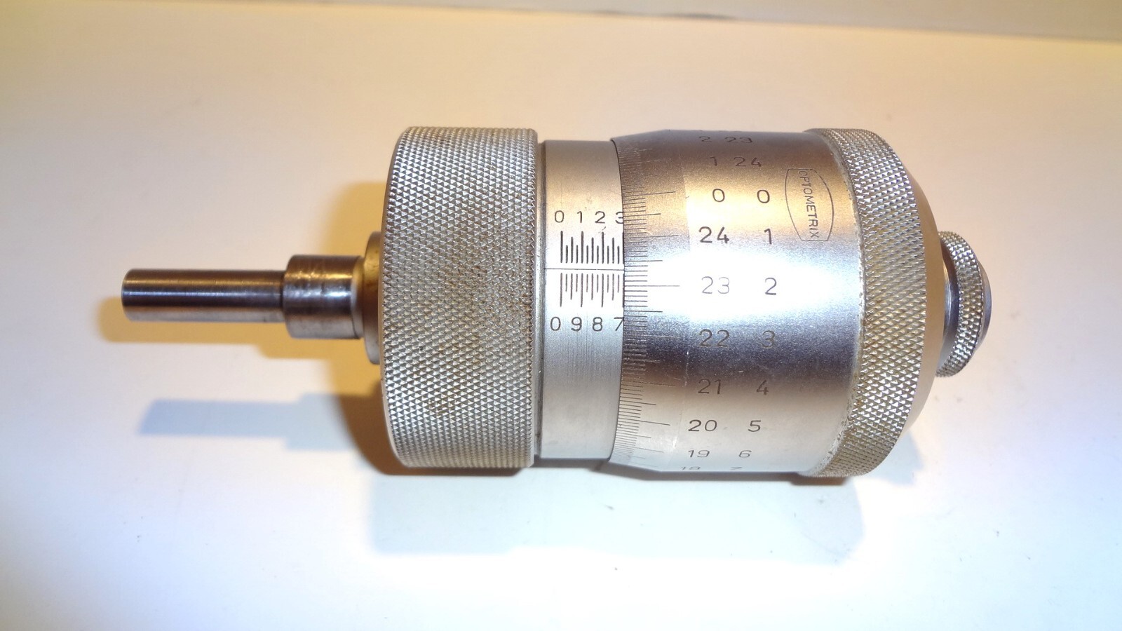OPTOMETRIX MICROMETER HEAD (1) LARGE 2" DIAM FOR XY STAGE  0-1" TRAVEL .0001"