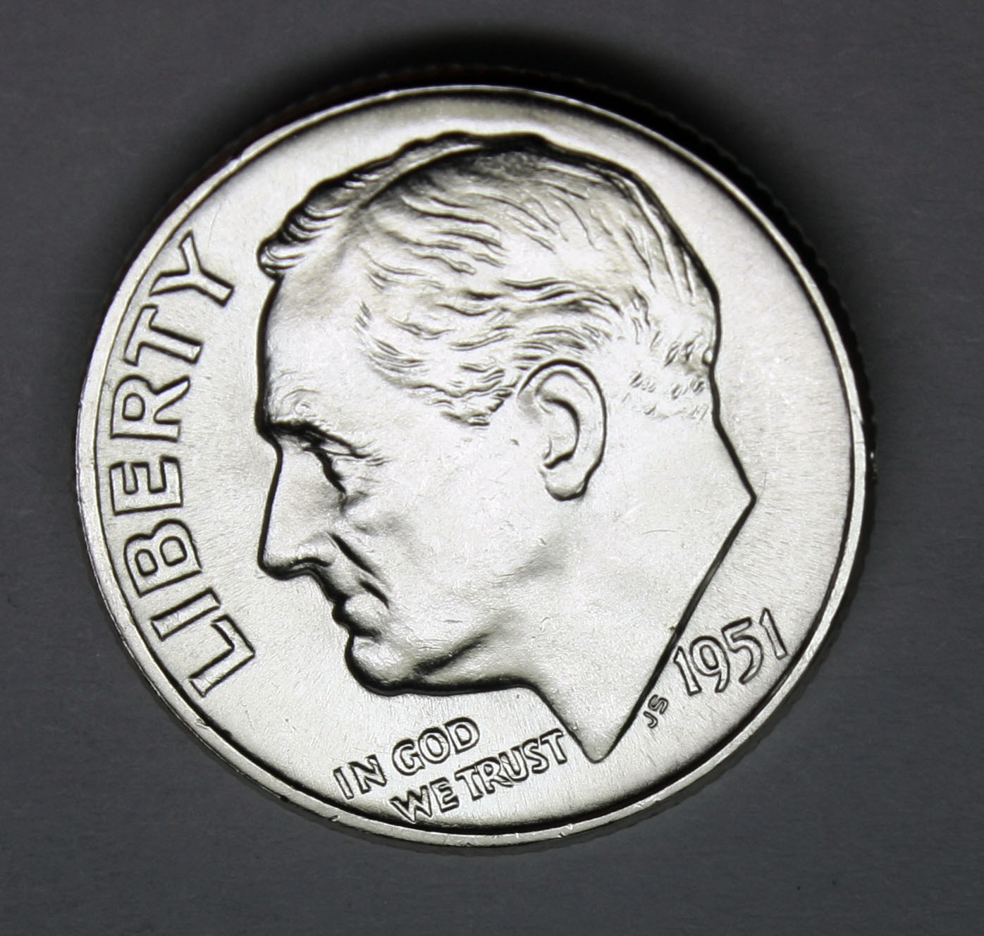 1951-p Roosevelt Dime.100% Fully Separated Horizontal Bands.Choice BU. Inventory