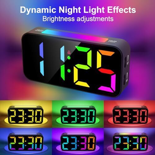 Loud Alarm Clocks for Bedrooms Heavy Sleepers, Digital Clock with Night Rgb