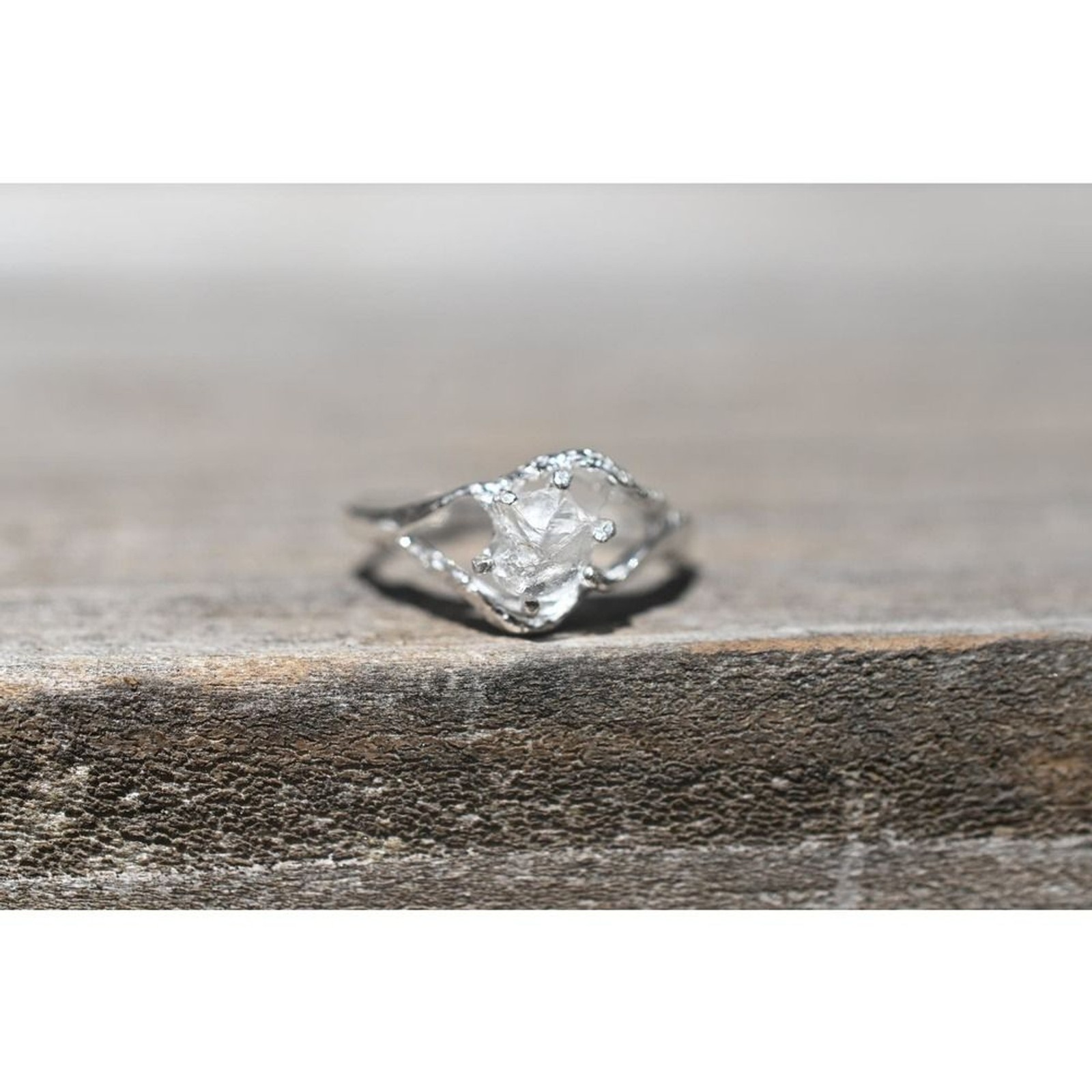 Rough Alternative Diamond Ring, Raw Stone Engagement Ring, Gift for wife