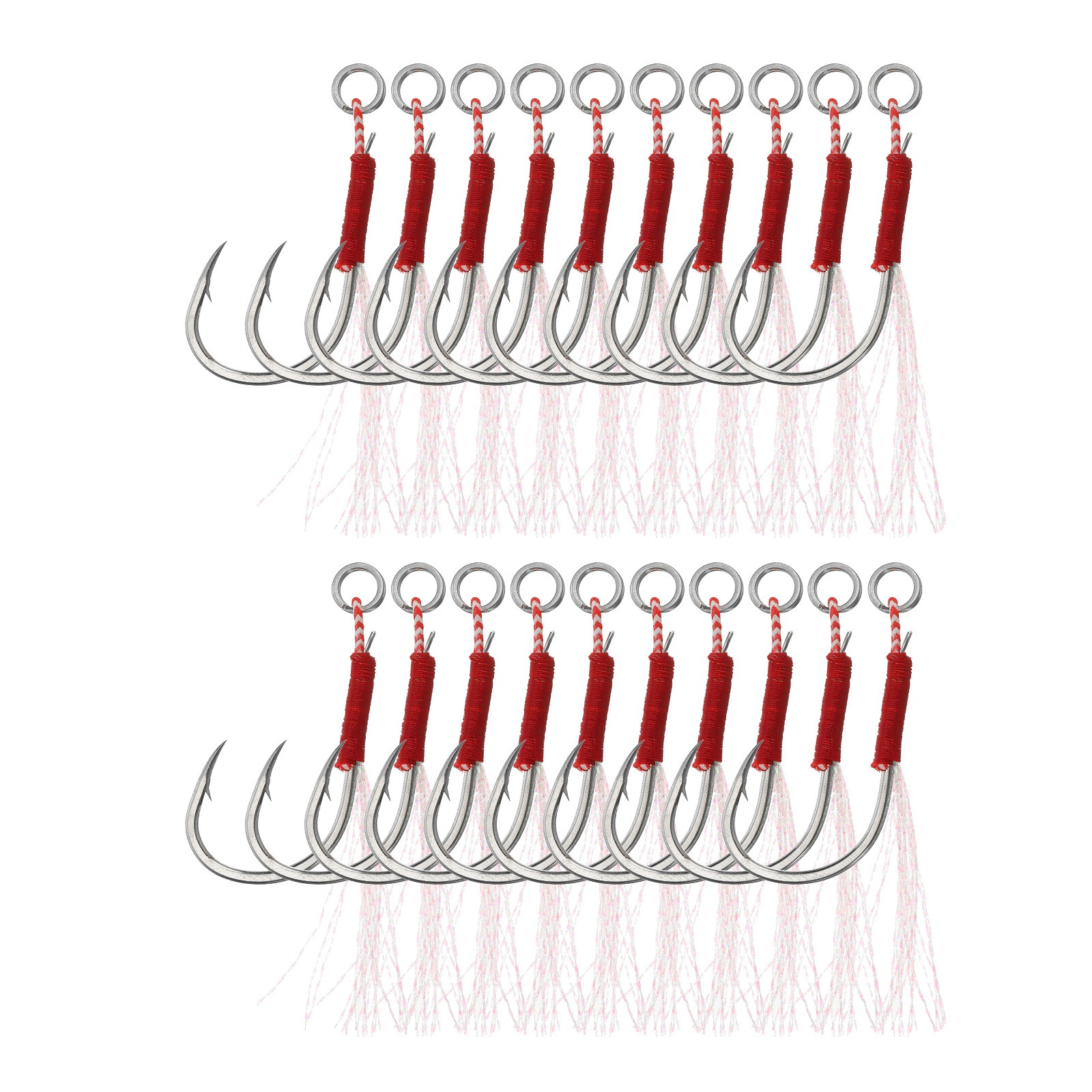 20Pcs 70x24mm Fishing Assist Hook Kit Glow Fishing Hook Slow Fast Fall Jig Green