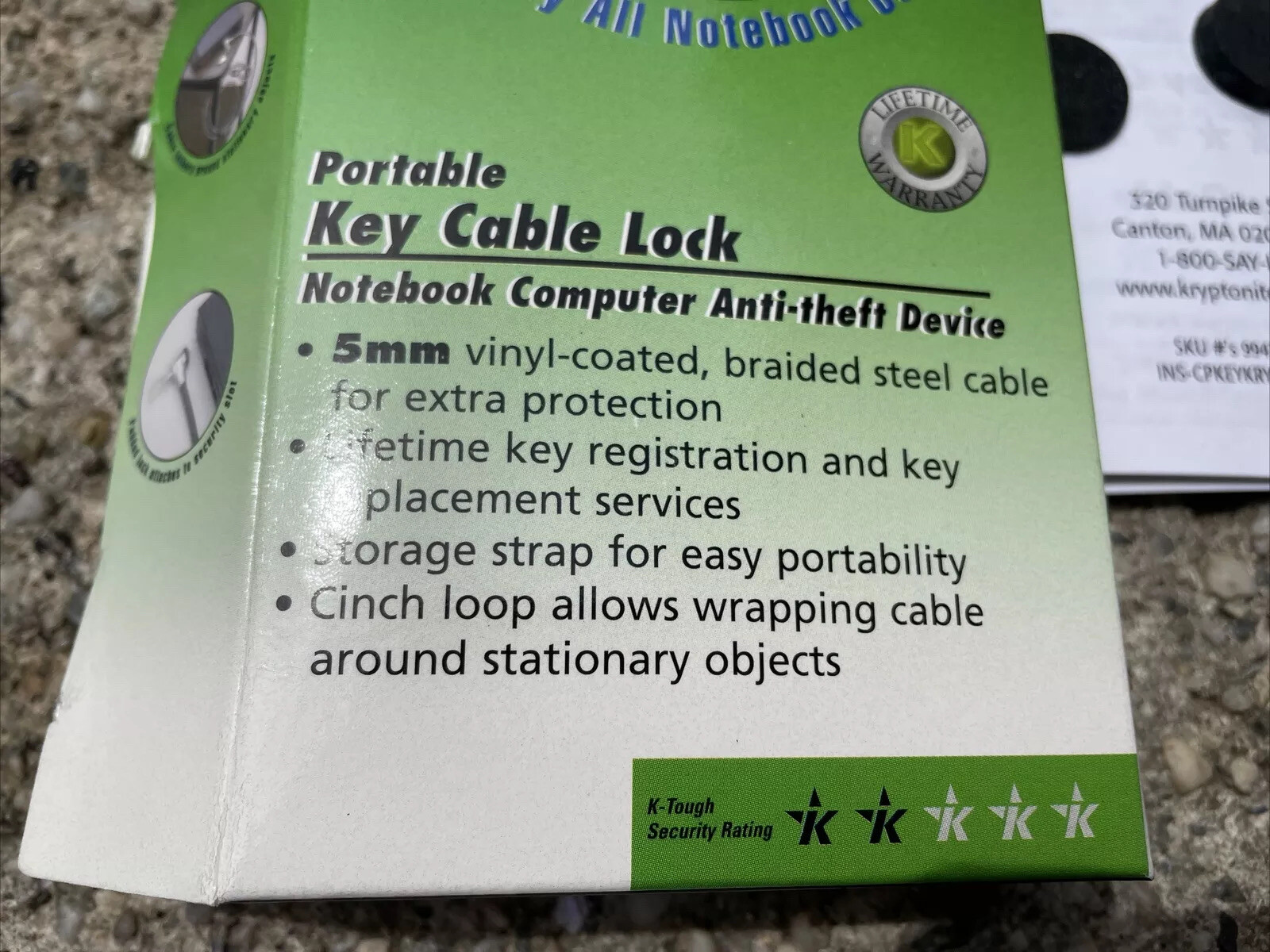 Kryptonite 5mm Key Cable Lock Notebook Computer Anti Theft