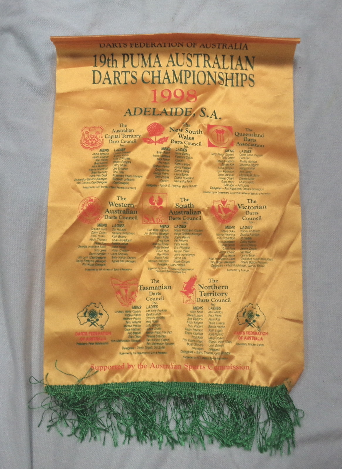 #T25. 1999 AUSTRALIAN DARTS CHAMPIONSHIPS CONTESTANT PENNANT