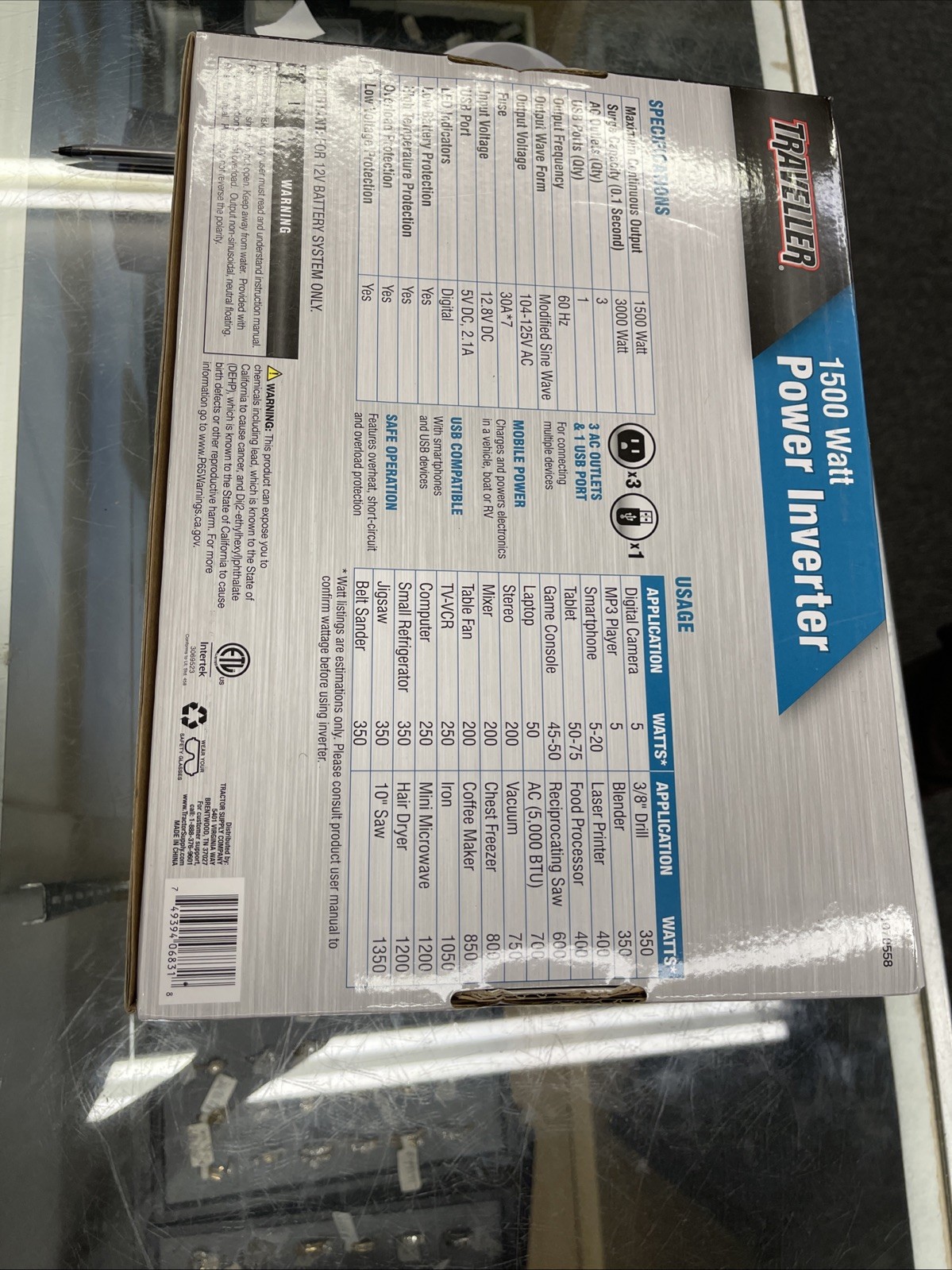 TRAVELLER 1500 WATT POWER INVERTER