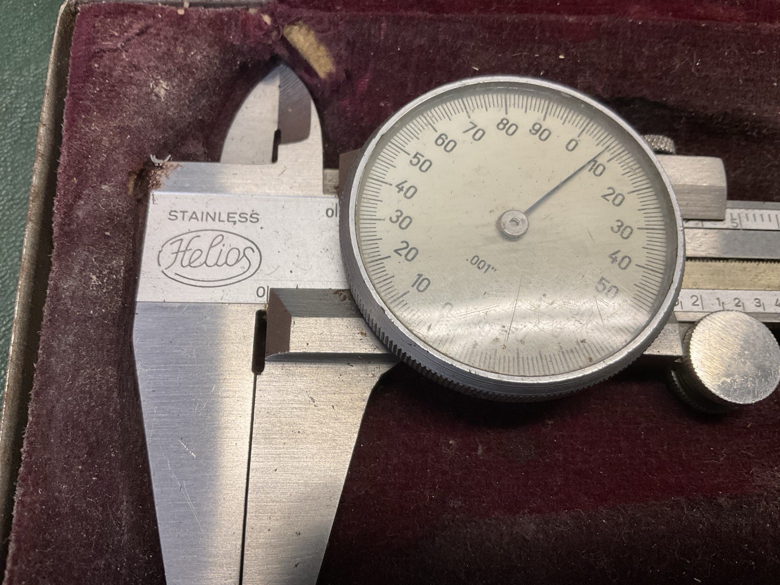Vintage Helios Dial Caliper with Regular Jaws in Case ~ Germany