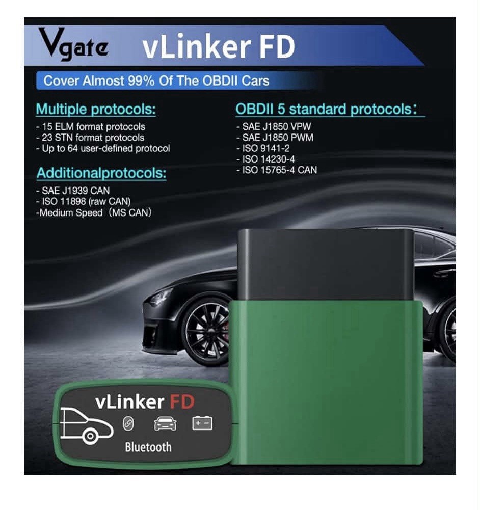 VGATE FD Bluetooth OBD2 Scanner vLinker FD+ BT3.0 (FD BT3.0)