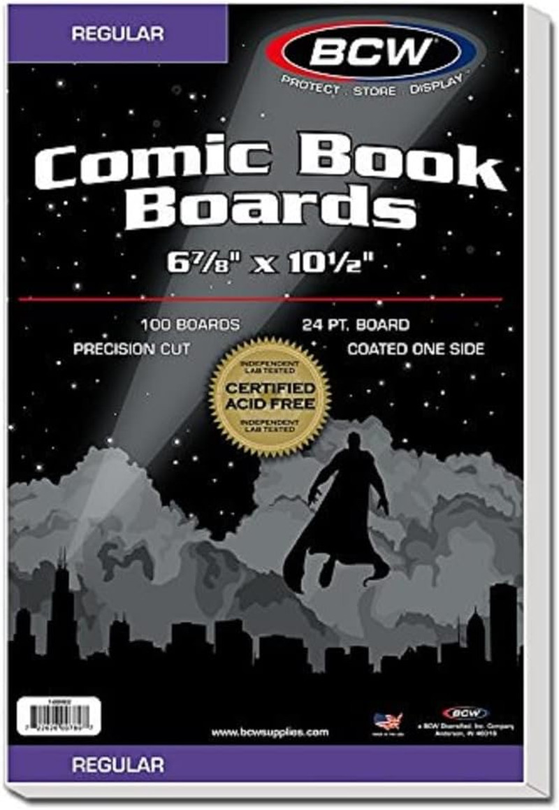 BCW Regular Comic Backing Boards | 100 Count Each | Acid-Free Storage Solution f