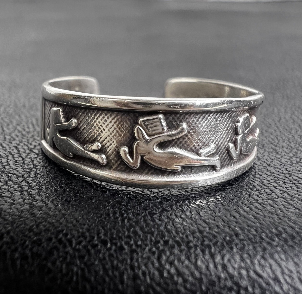 Vtg Sterling Silver Virgo Toe Ring Zodiac Knuckle Open Back Ring Flying Virgins