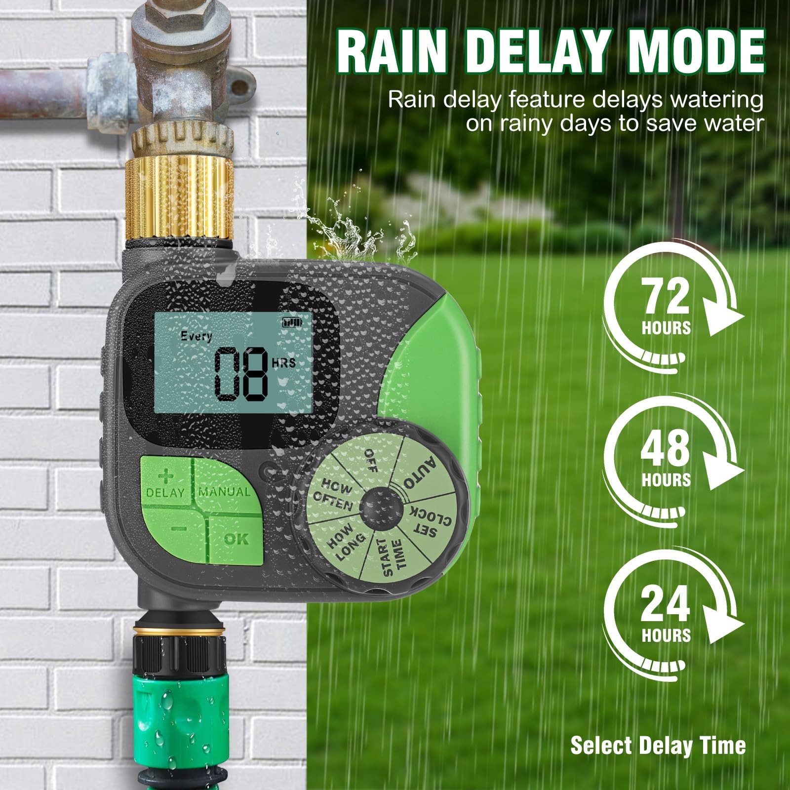 Water Timer, Sprinkler Timer with Brass Inlet and Outlet Programmable Garden ...
