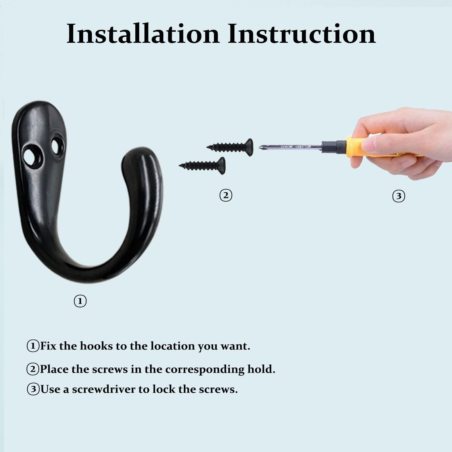Coffee Cup Hooks 20pcs Black Hooks Door Wall Closet Mounted Single Hook Hange...