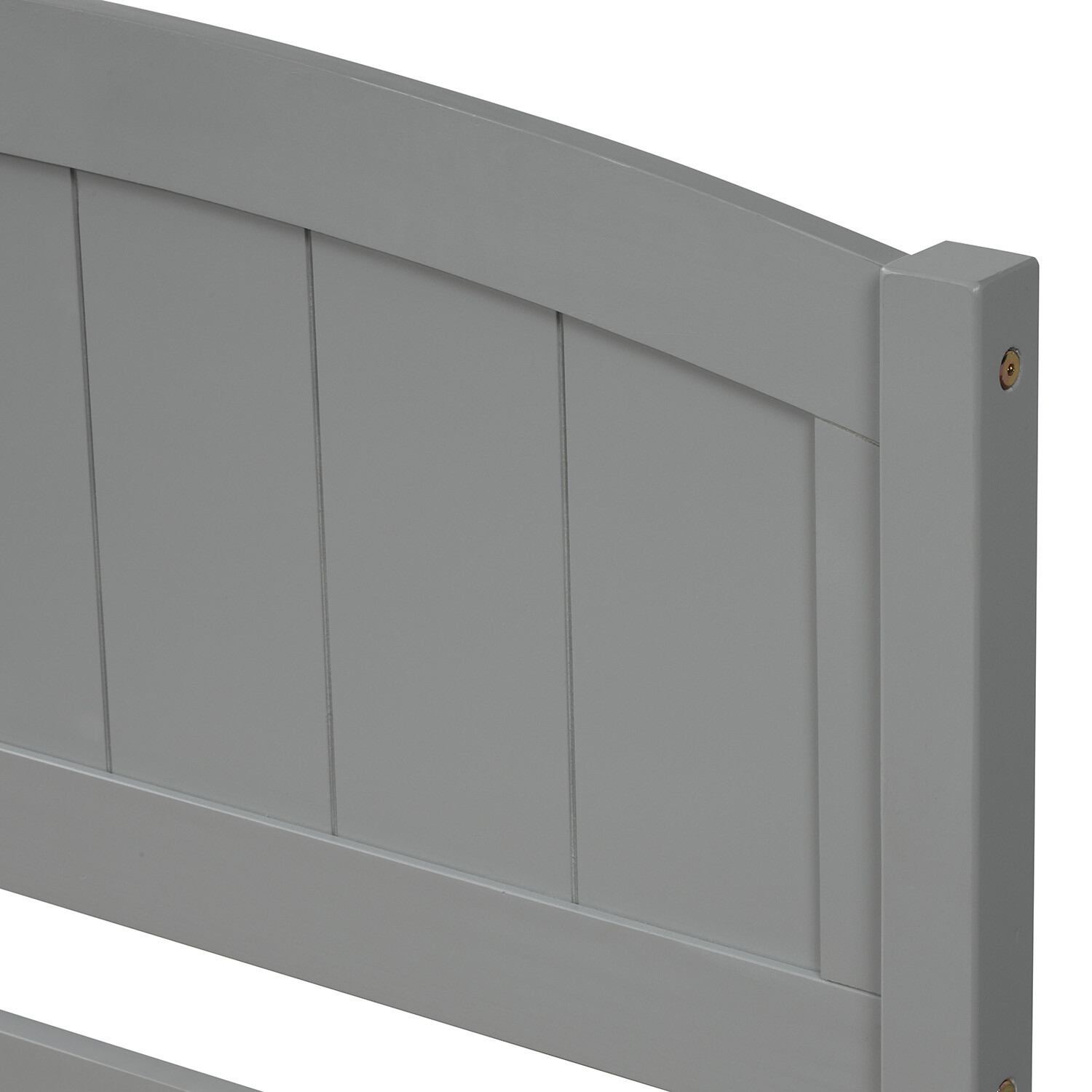 Twin Size Bed Frame Wood Platform Bed with Headboard & 2 Drawers Gray/Espresso