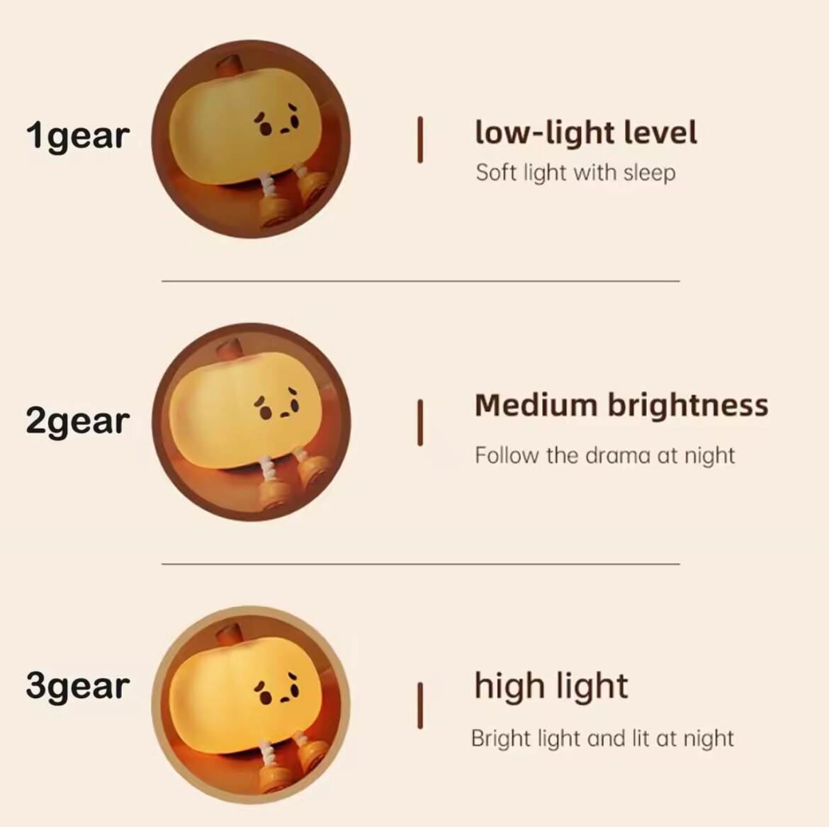 USB Rechargeable Pumpkin LED Night Light with Timer