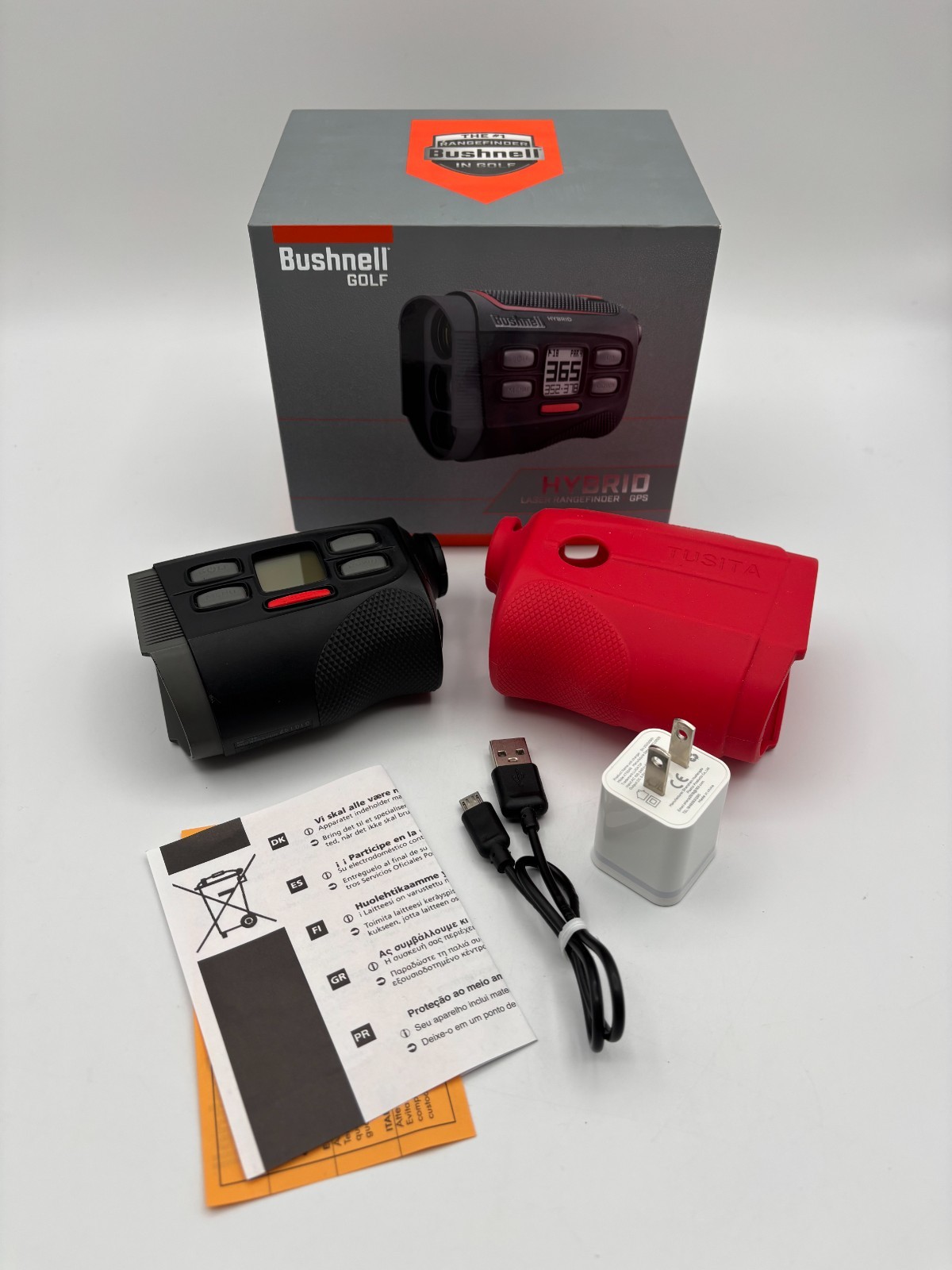 Bushnell Hybrid Golf Laser Rangefinder with GPS Black/Red w/ Box Bundle TESTED