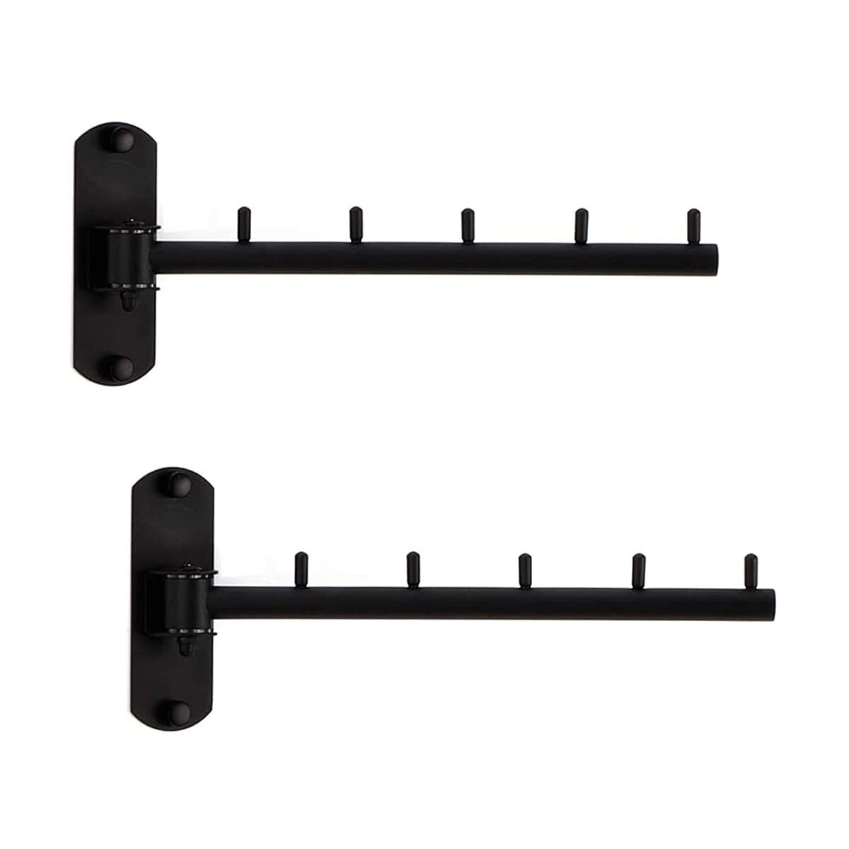 2 Pack Folding Wall Mounted Clothes Hanger Rack with Swing Arm Black