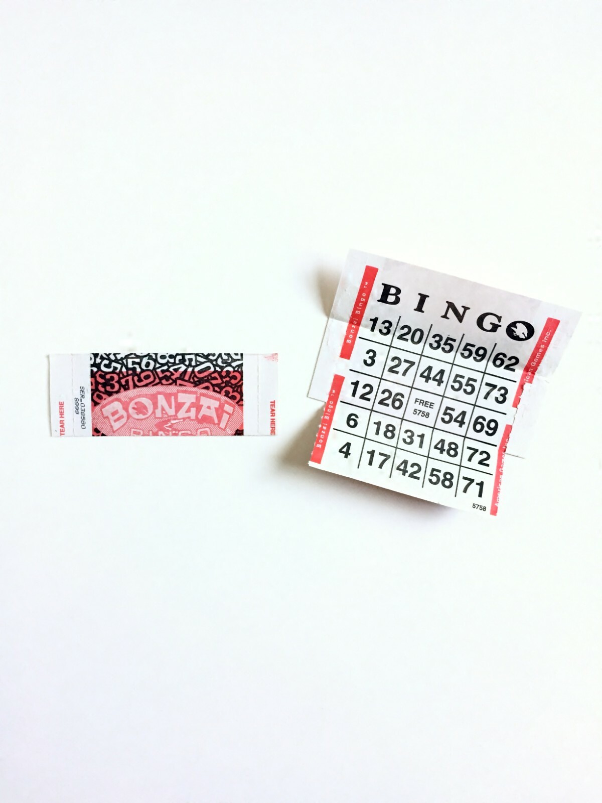 1 on Single Face Bingo Folded/Sealed Paper Cards- Pack of 500- Bonzai Style Red