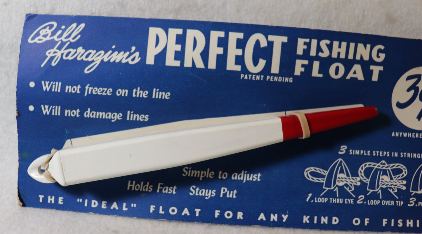 BILL HARAZIM1S PERFECT FISHING FLOAT BOBBER NEW ON ORG CARD ST PAUL MINN 1960`S