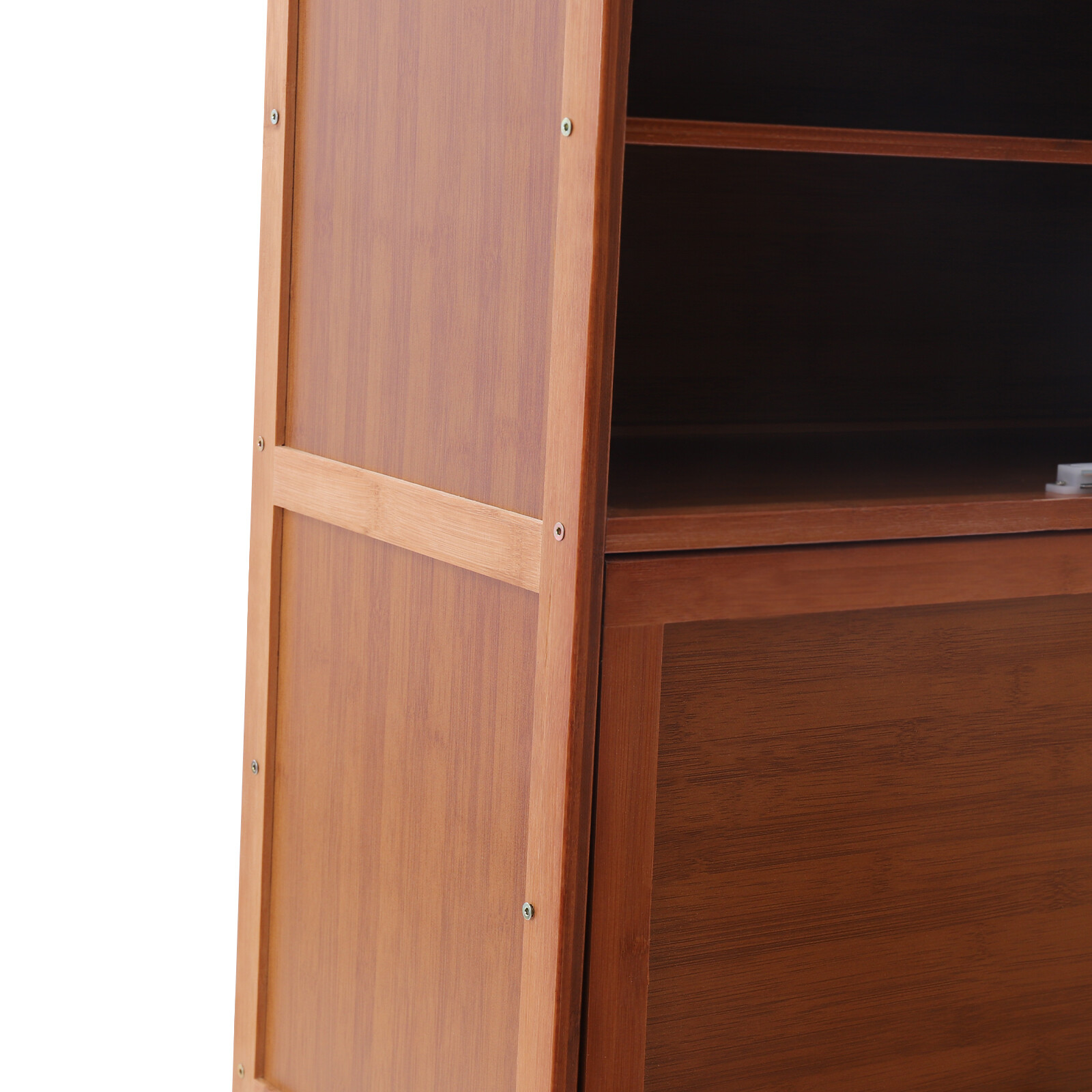 10 Tier Shoe Storage Rack Bookshelf with Cabinet Concealed Sliding Doors