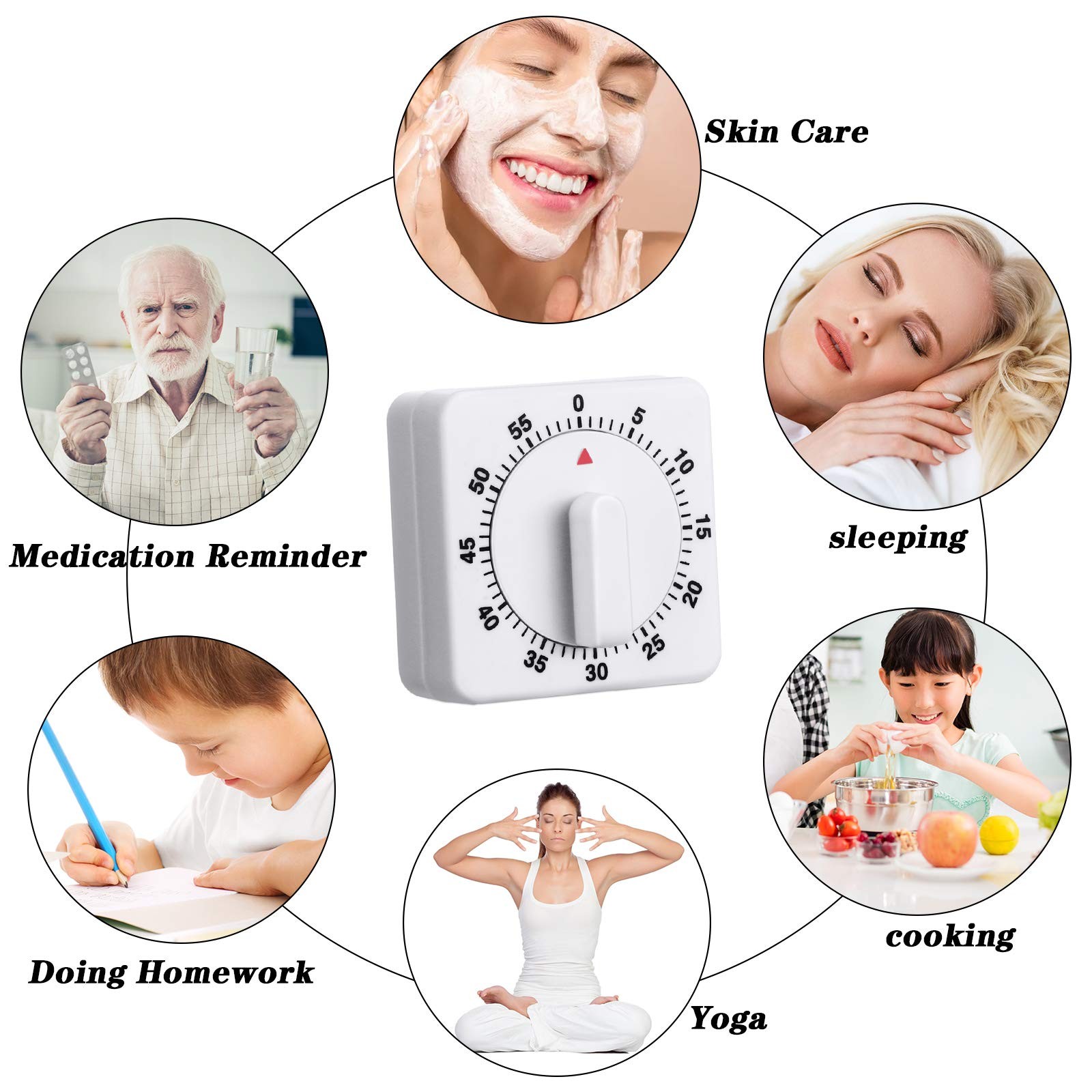 2 Pieces 60 Minute Visual Kitchen Timer Hour Mini Countdown Mechanical Timer