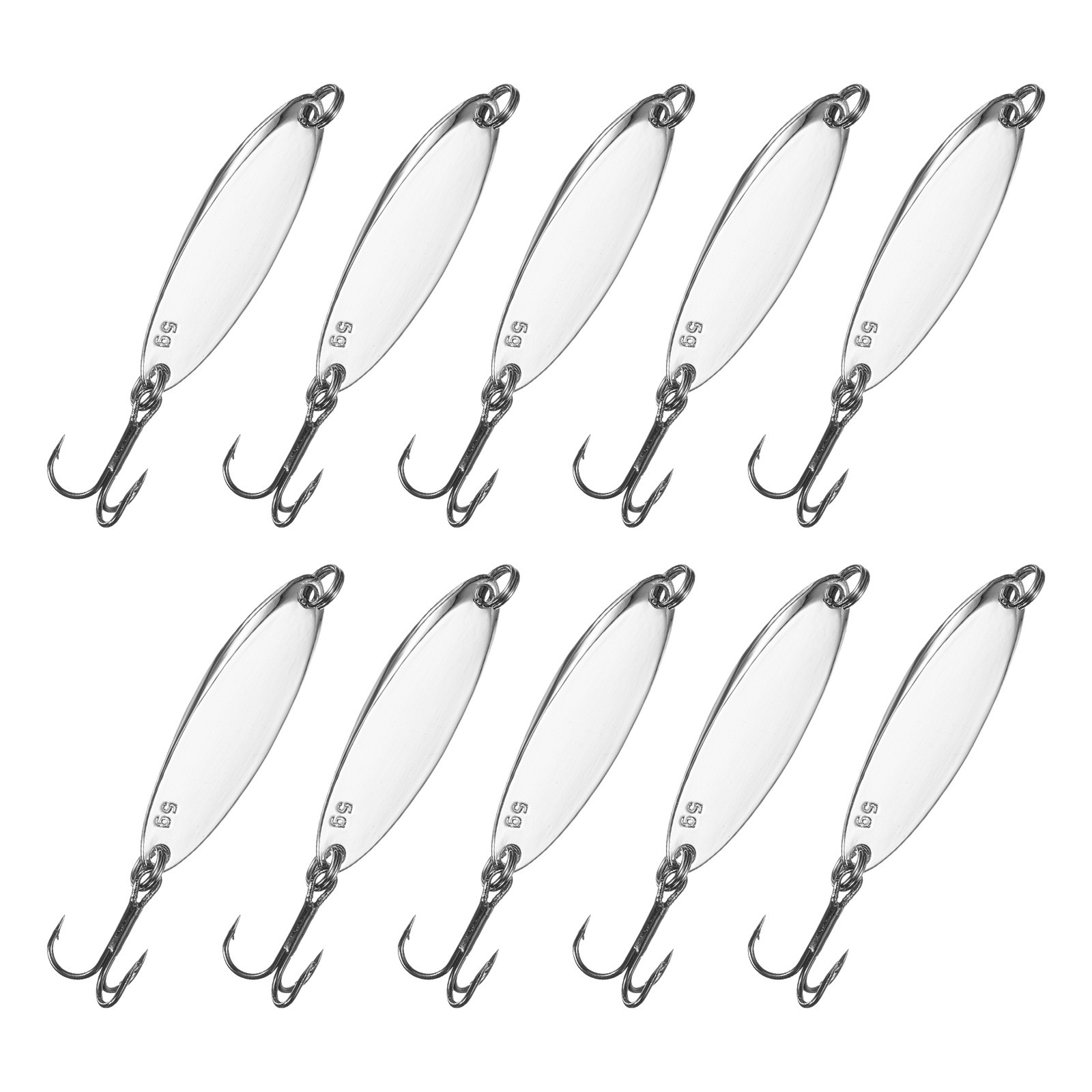 Fishing Spoons Lures, Metal Treble Trout Lures for Casting 10 Pcs 1/5oz Silver