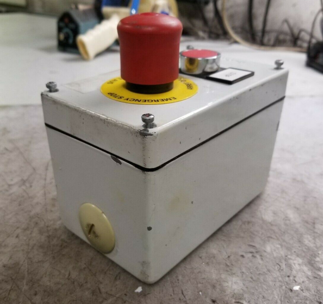 ELFIN PUSH BUTTON ENCLOSURE E-STOP & STOP BUTTON 6" x 3 1/2" x 4" INDOOR