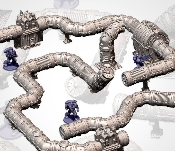 Modular Pipes Chemical Sewer Terrain Tabletop Wargaming 40k Warhammer Scenery