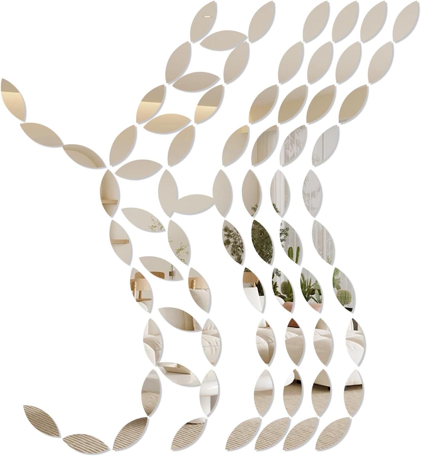 Leaf Shape Small Mirrors for Crafts, 200pcs 0.5x1 Inch Craft Transparent