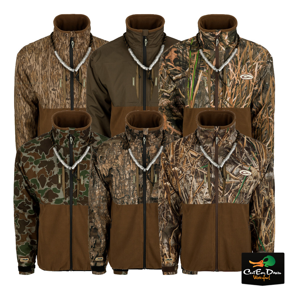 DRAKE WATERFOWL MST GUARDIAN EQWADER FLEX FLEECE FULL ZIP CAMO JACKET