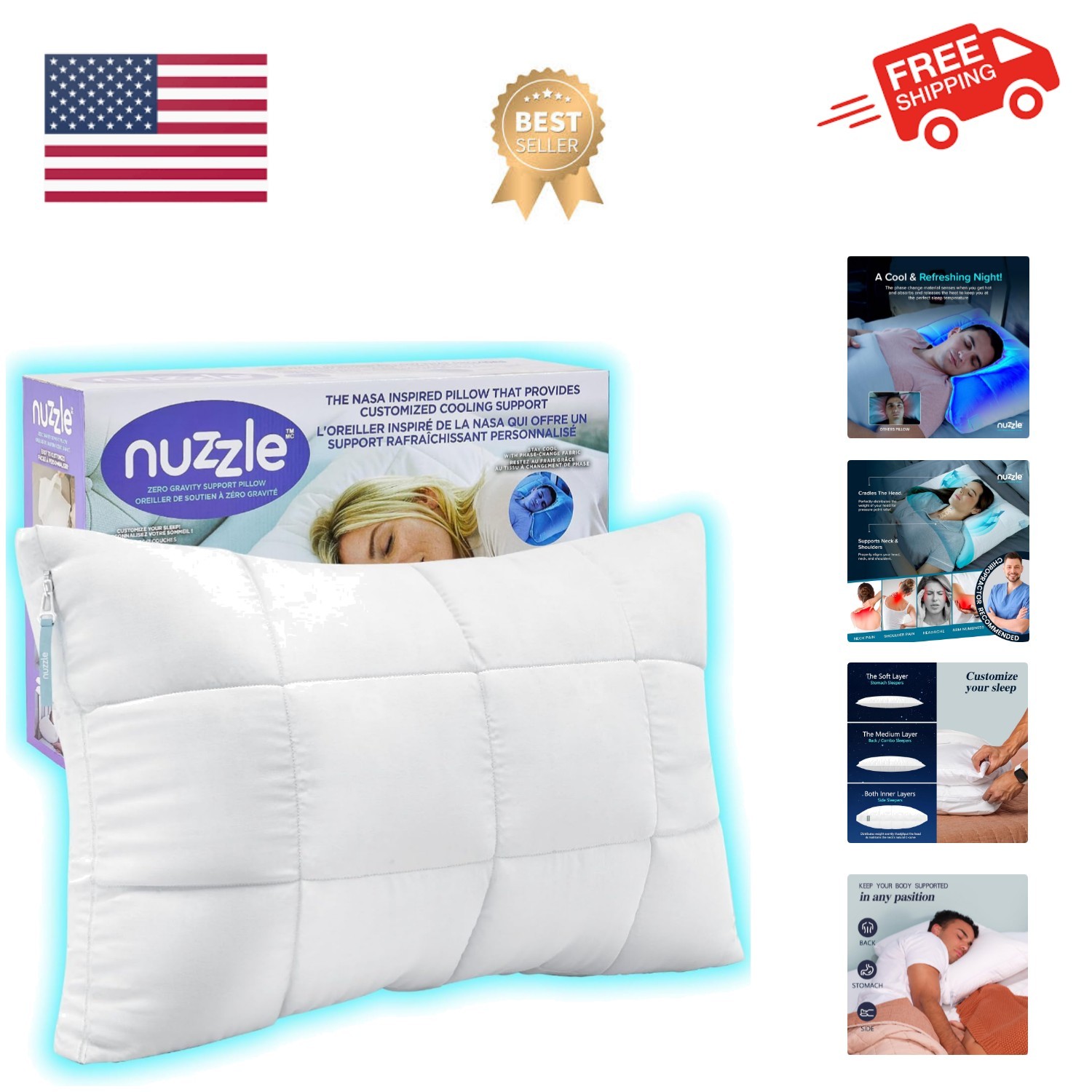 Adjustable Firm Pillow, Luxury Standard Size Bed Pillow Hotel Collection - Be...