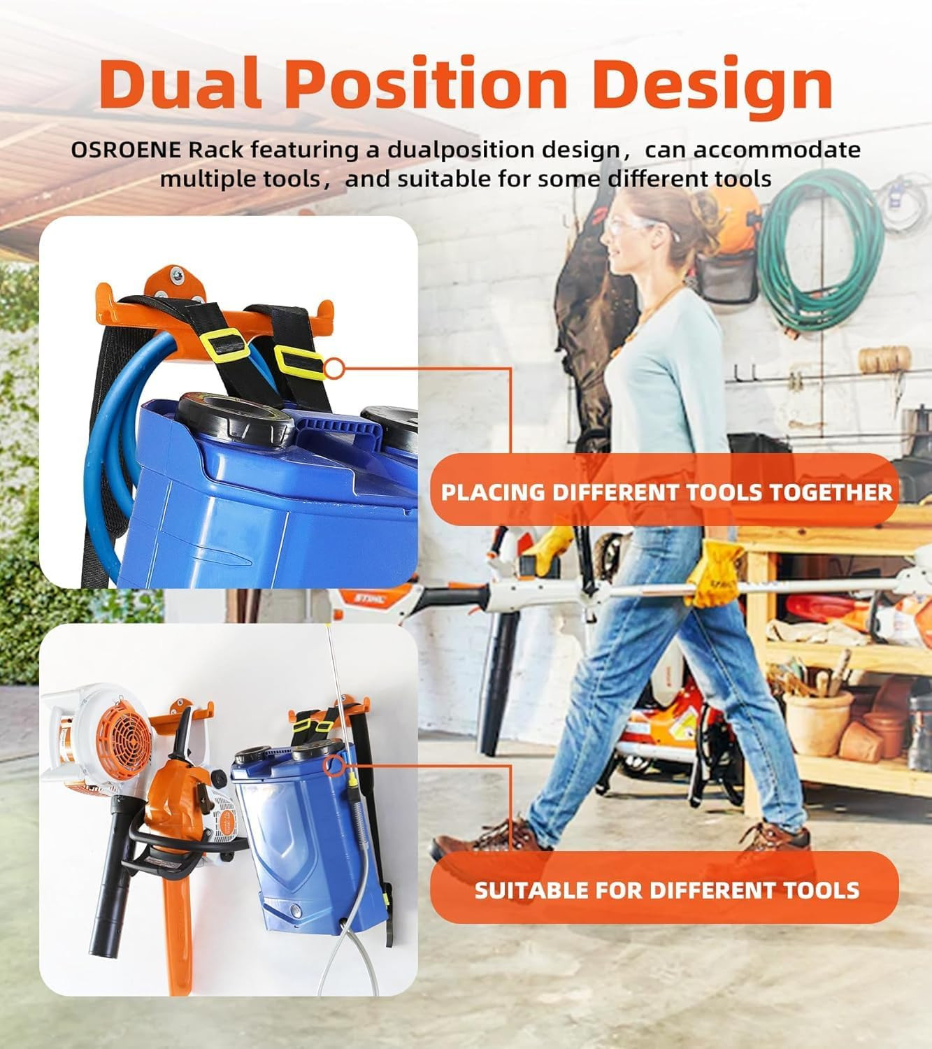 Backpack Leaf Blower and Sprayer Wall Mount Hanger, 2 Pack Storage Solution