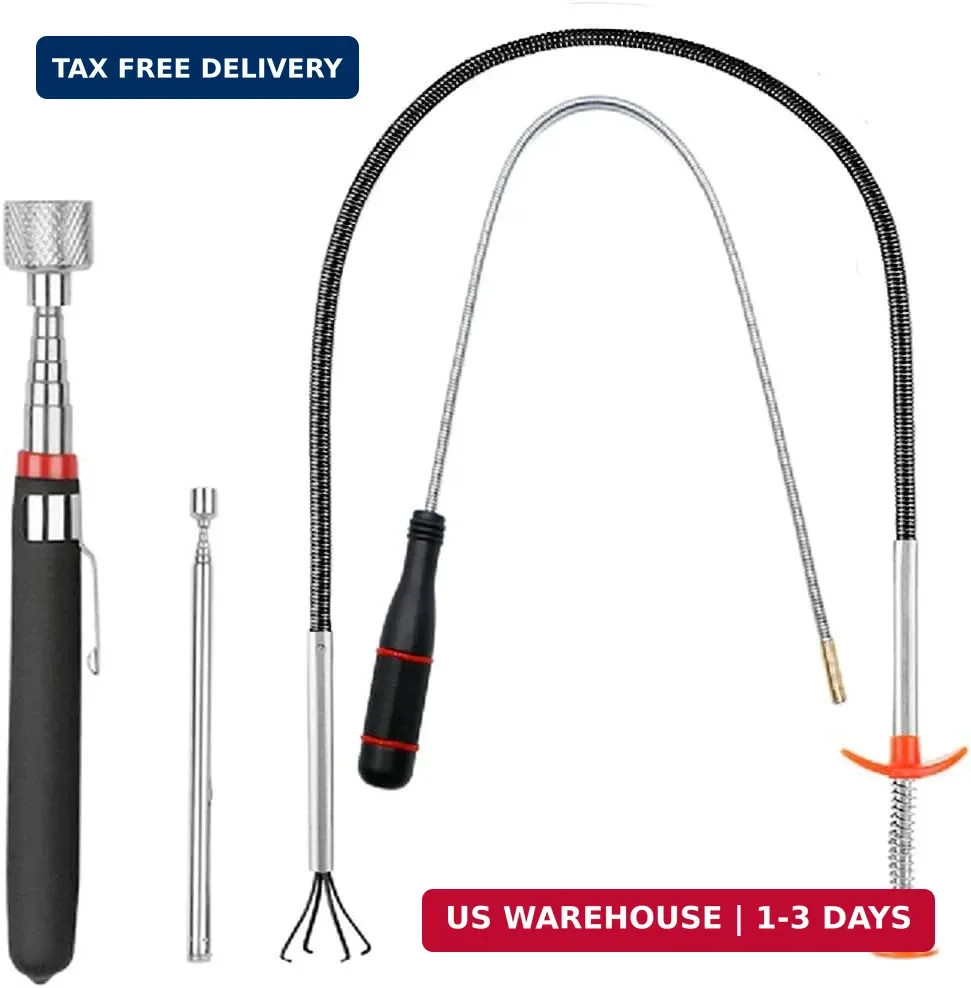 4 Pack Telescoping Magnet Pick-up Tool Set - Retrieving Pickup Tools，Extendable
