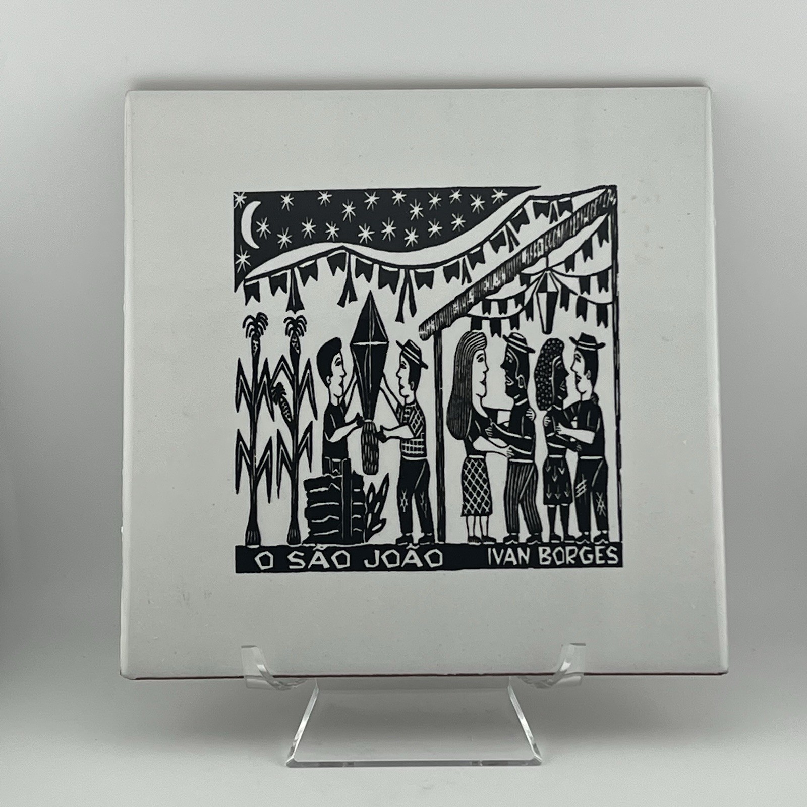 Ivan Borges Brazil Black & White 8.5" Tile O Sao Joao