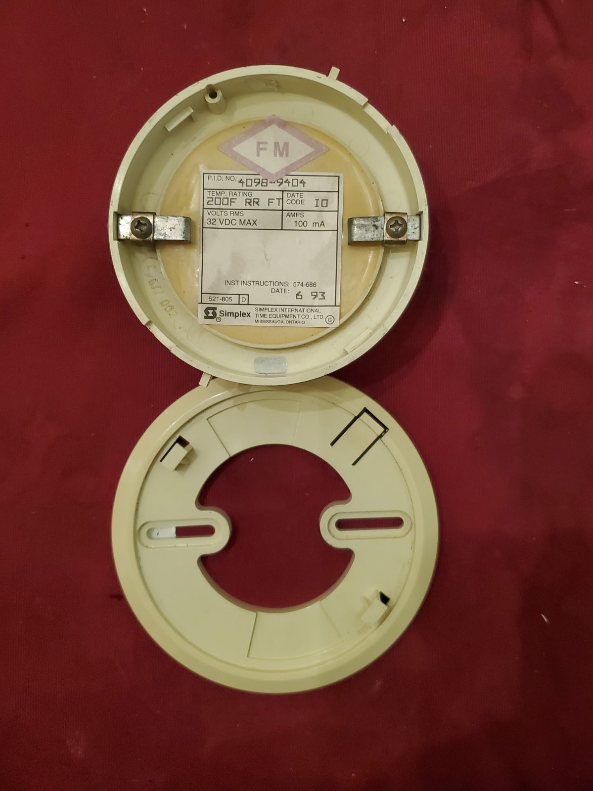 Simplex 4098-9404 Heat Detector with Base
