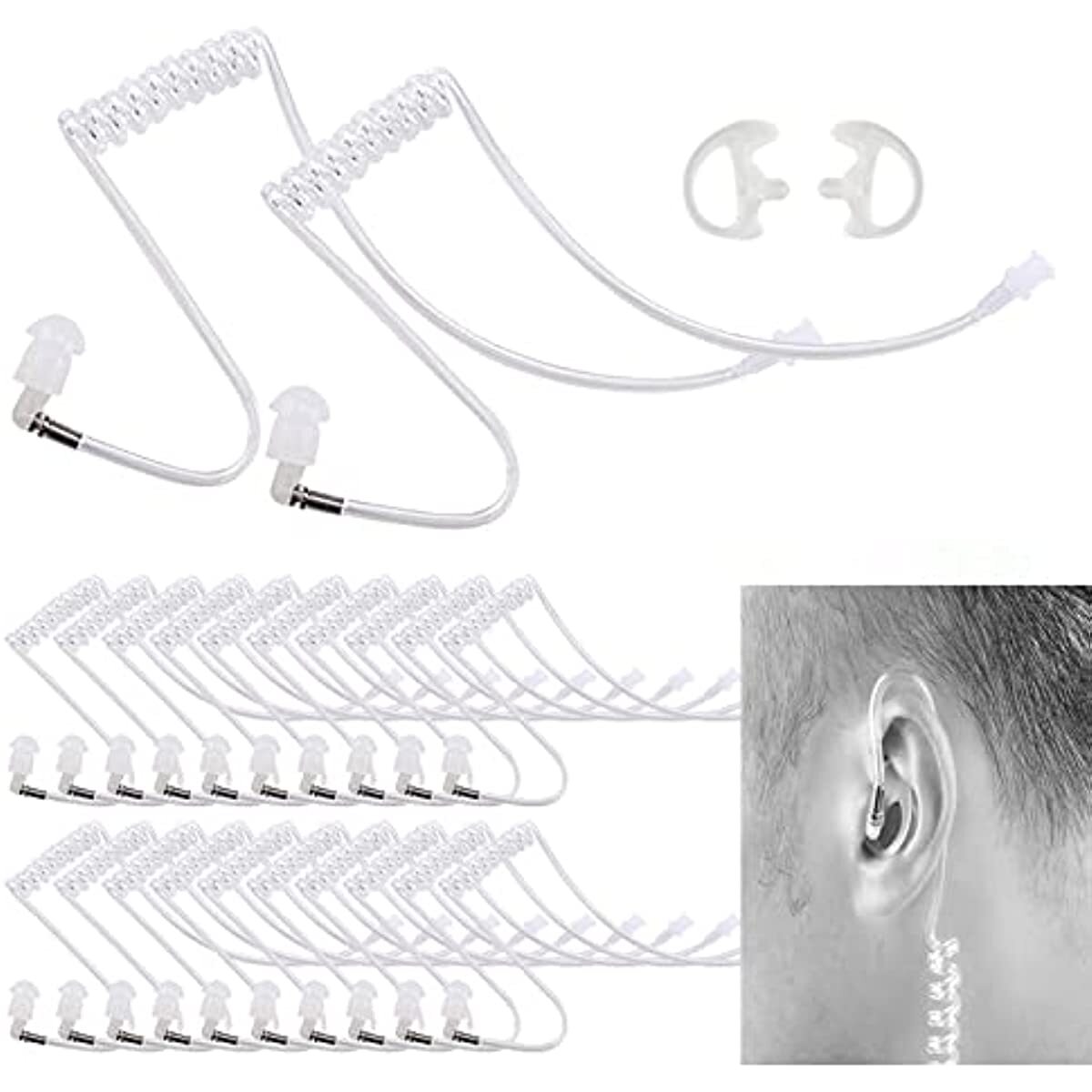 Acoustic Tube with Earmold Compatible for Acoustic Tube Earpiece 20 Packs