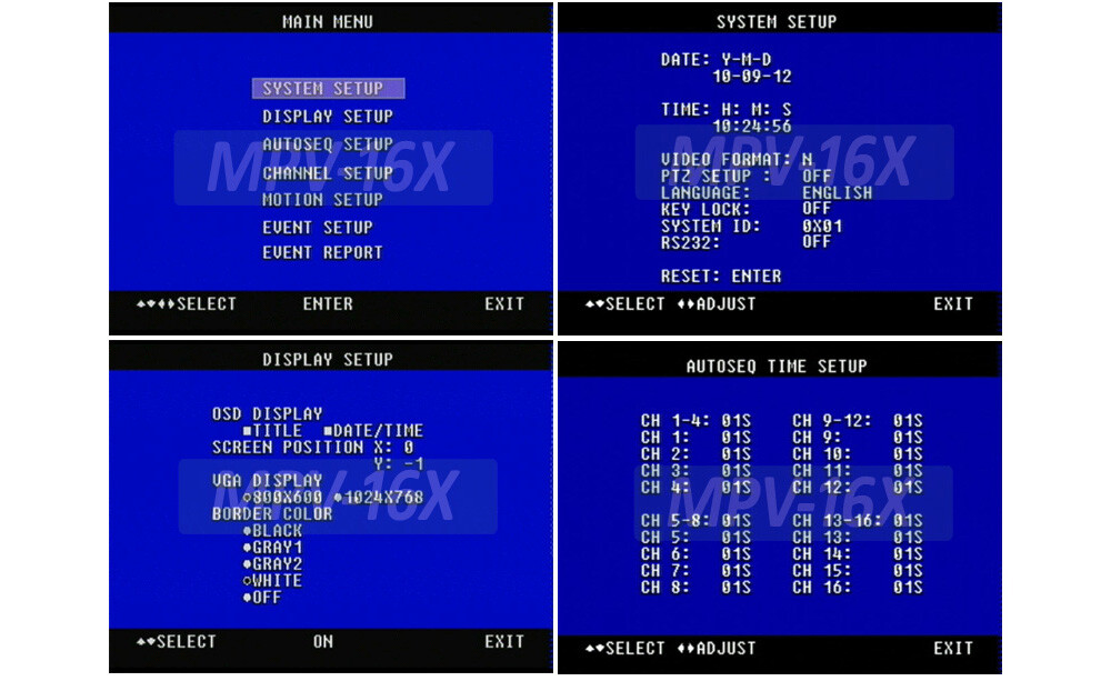 New 16-Channel Video Multiplexer Split Screen With Audio Inputs