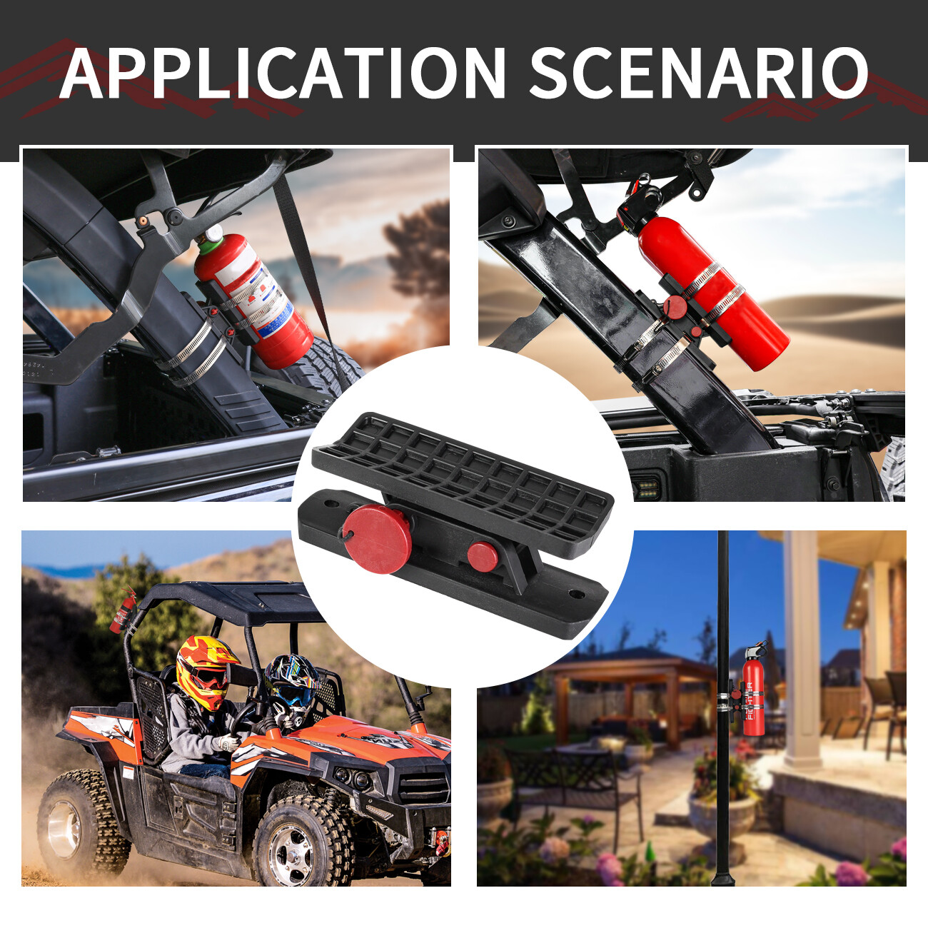 UTV Car Fire Extinguisher Holder Mount Bracket Adjustable Compatible with RZR