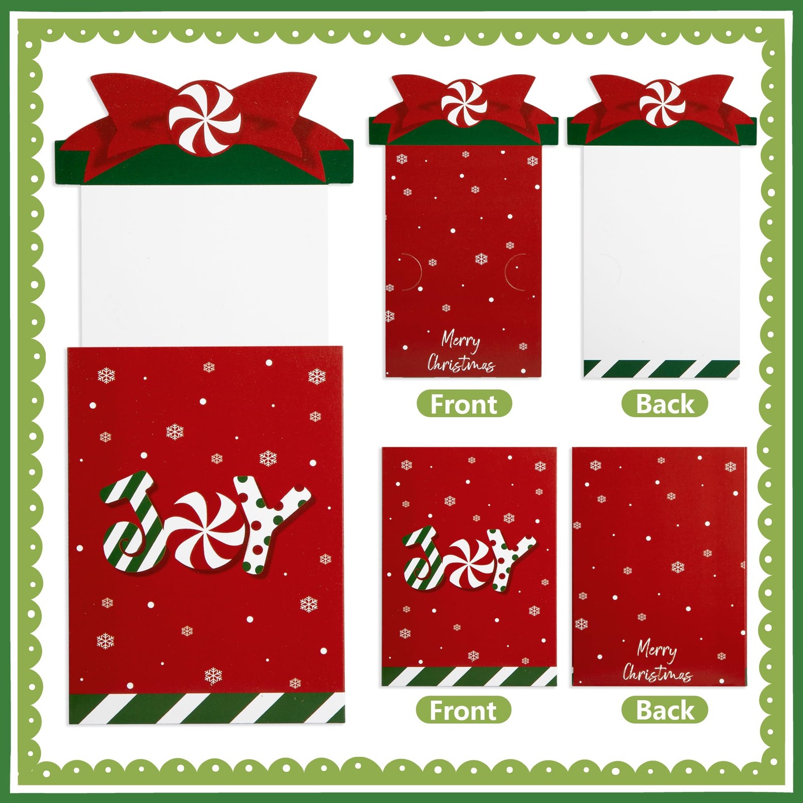 12 Sets Christmas Money Gift Card Holder Sleeves with Envelopes for Cash
