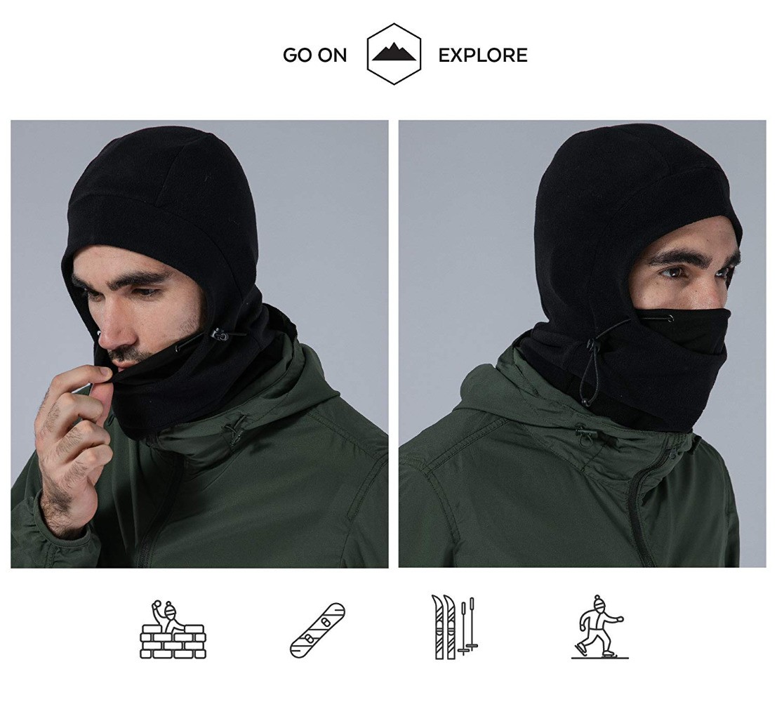 Winter Thermal Windproof Ski Mask Balaclava Fleece Full Face Mask for Men Women