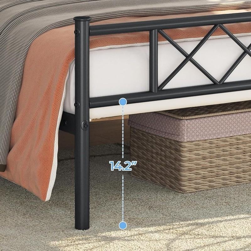 Twin XL Size Metal Platform Bed Frame with Simple Headboard Footboard