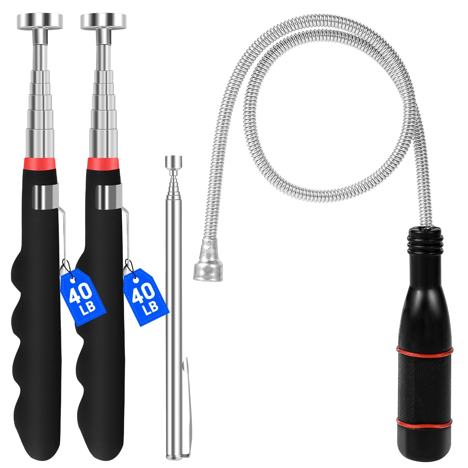4Pcs Telescoping Magnetic Pickup Tool Telescop 2pcs+ Flex 1pcs+ Extend 1pcs