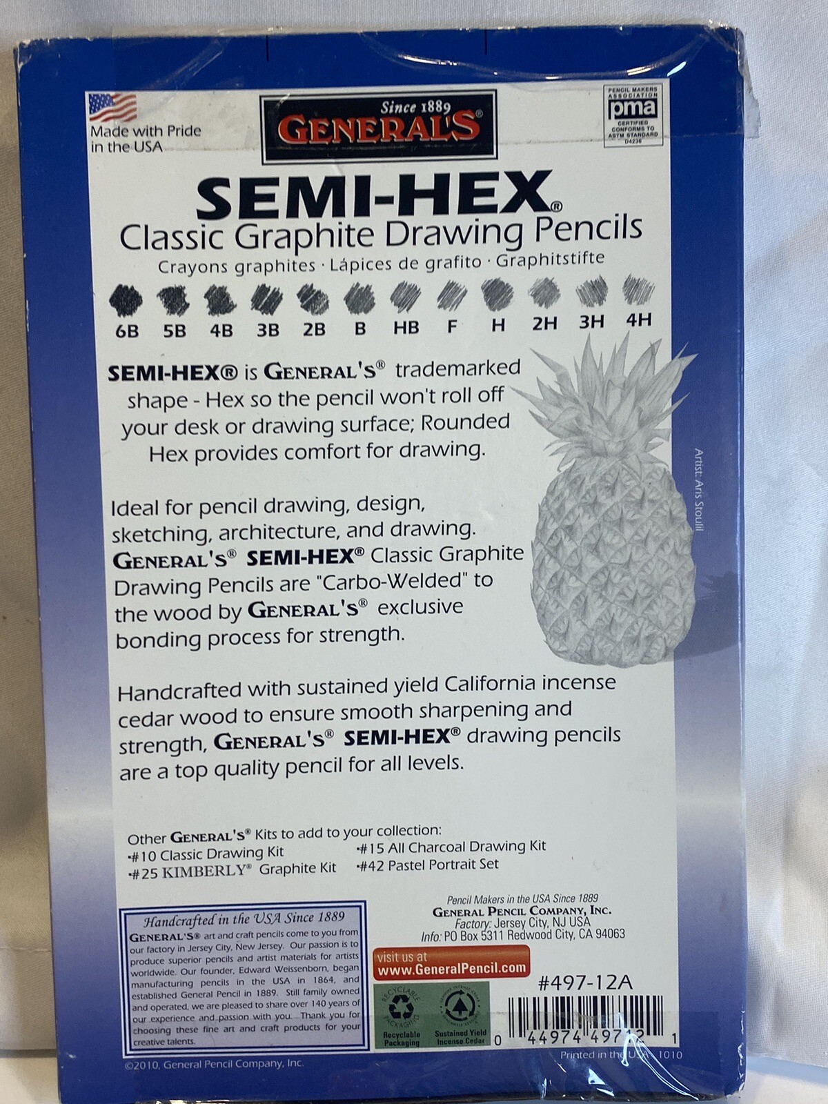 Semi-Hex Graphite Drawing Pencils 12/Pkg-