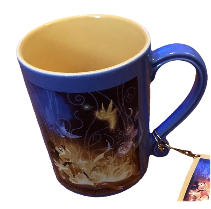 Disney 75 Years of Love & Laughter Mickey Mouse Blue Coffee Mug Cup About 4.5”