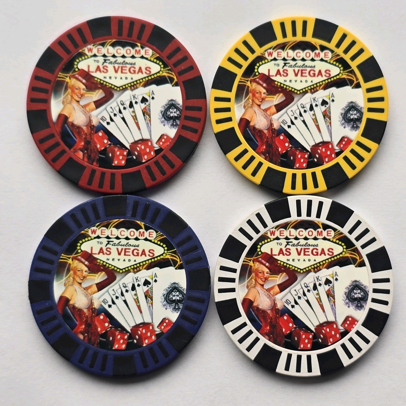 Poker Chip Golf Ball Marker Casino Souvenir Gift "Welcome To Fabulous Las Vegas"