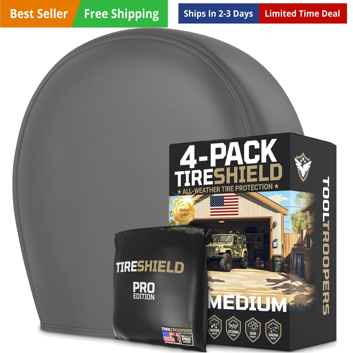 Tire Covers Set of 4 - Heavy Duty All-Weather UV-Resistant Wheel Covers w/Sto...