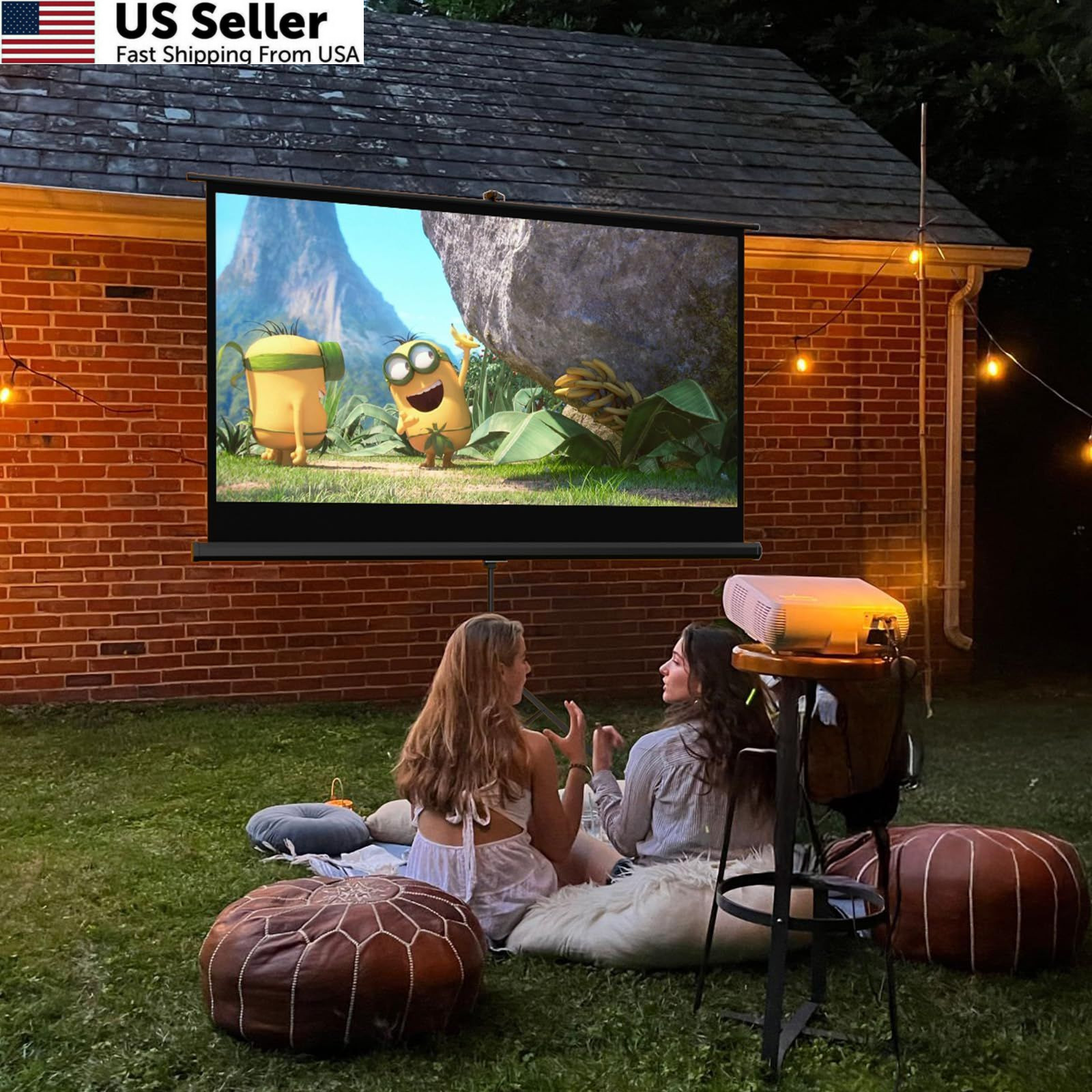 SCREENMAX Outdoor Projector Screen with Stand Tripod, 60 inch 16:9, white