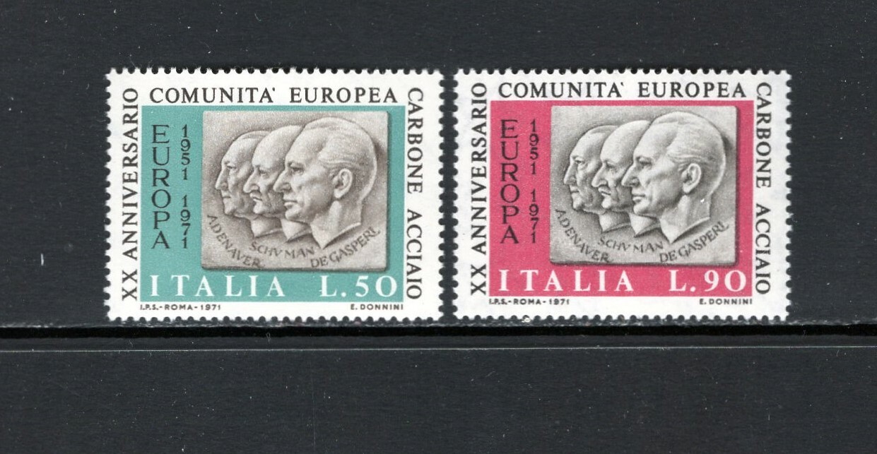 Italy 1971 ADENAUER SCHUMAN, DE GASPERI SC 1036-37 MNH