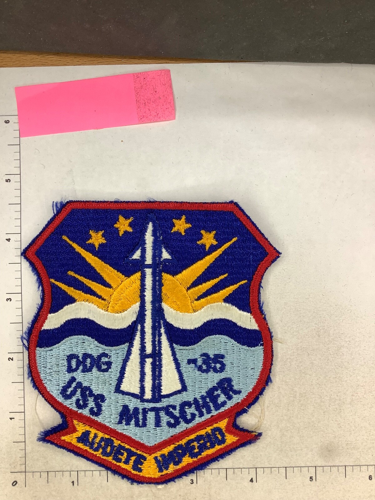 VINTAGE US NAVY USS MITSCHER DDG-35 SHIPS PATCH