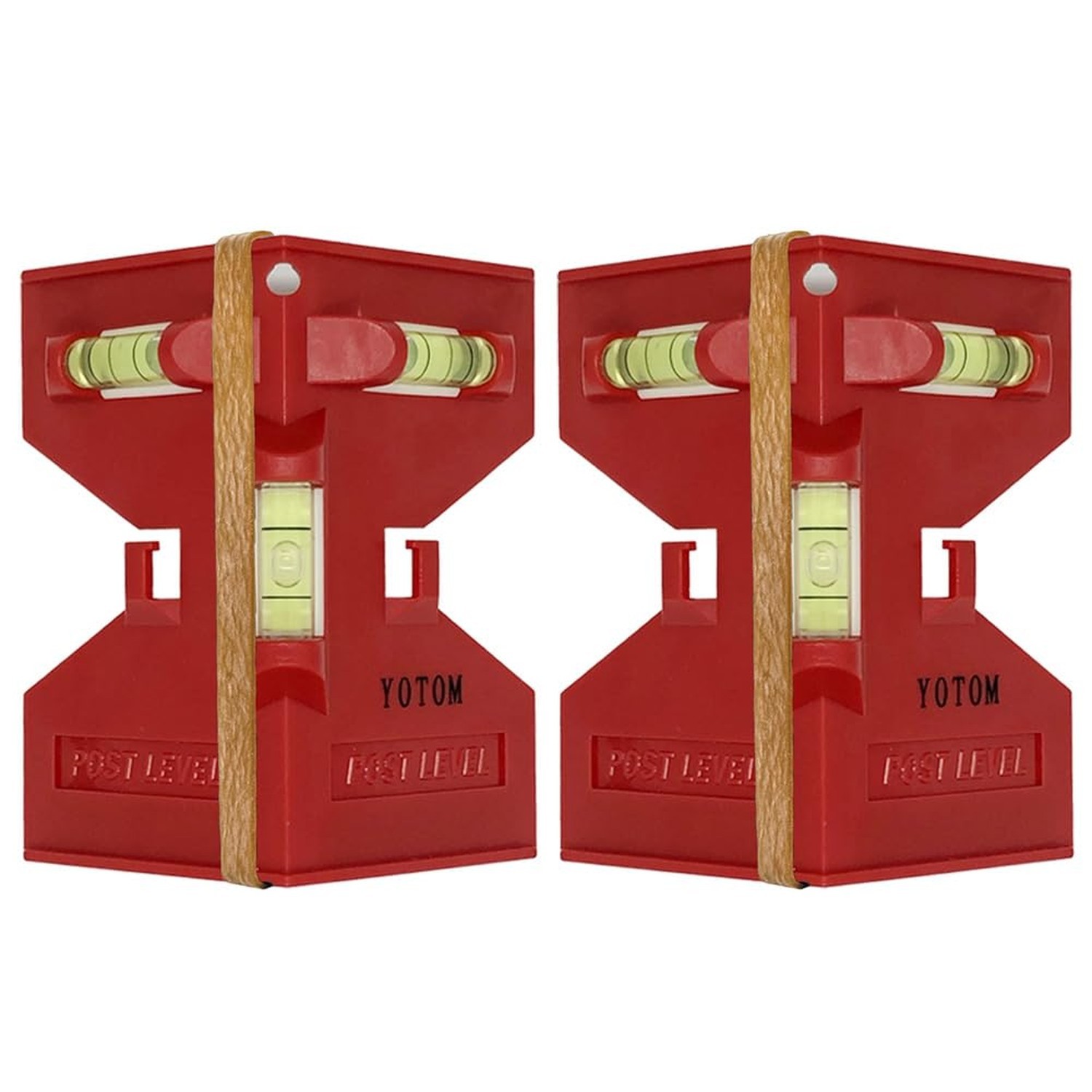 2 Pcs Post Level with Magnets and Strap 3 Vial Plumb Level for Pipe Beam (Upgrad