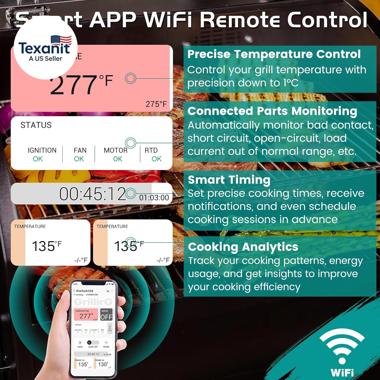Universal Wifi PID Digital Thermostat for Traeger Control Panel Replacement for