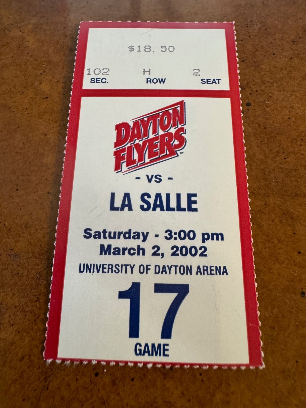 2001 LaSalle Explorers Dayton Flyers Basketball Ticket Rasual Butler Final Game