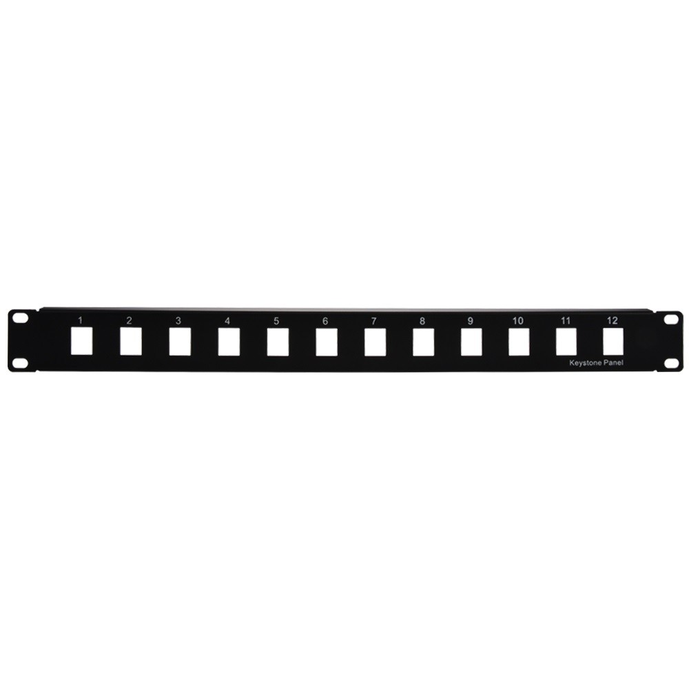 1U 19" 12 port Blank Panel for Keystone Jack